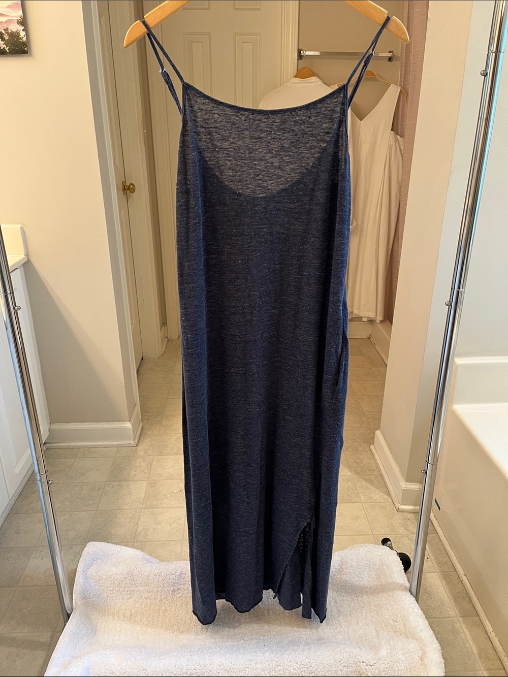 Amano slip dress, sheer linen slub